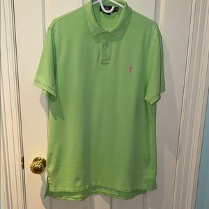 Polo by Ralph Lauren sz XL 100% Cotton Custom Fit Bright lime green pink pony
